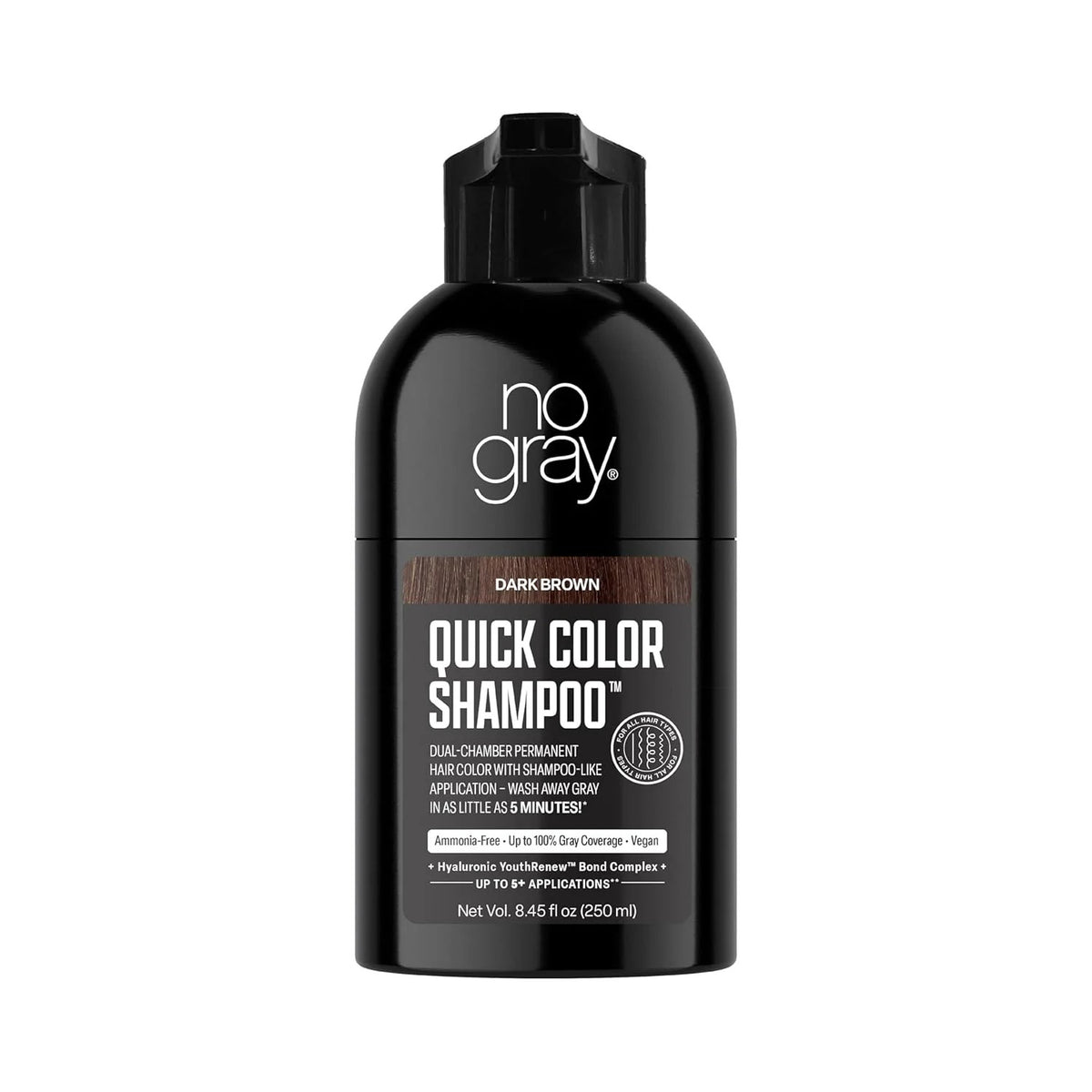 Dark Brown Permanent Hair Color Shampoo - Gray Coverage, 8.45 oz