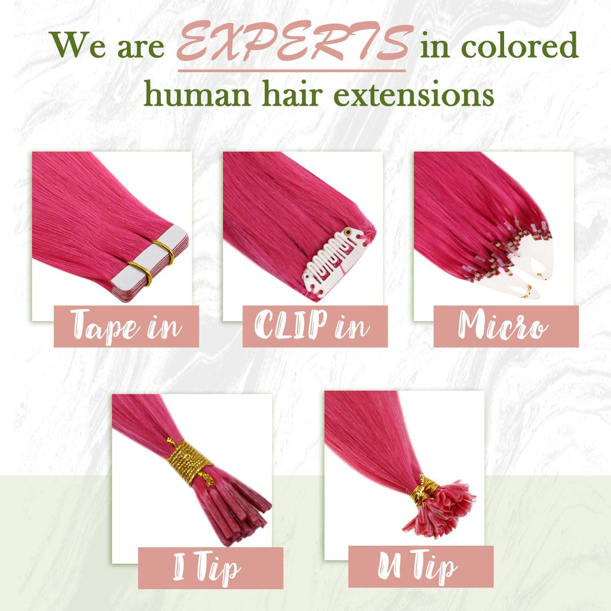Pink Hair Extensions Tape-In Human Hair 20 Inch 10 Pieces - Vibrant Color