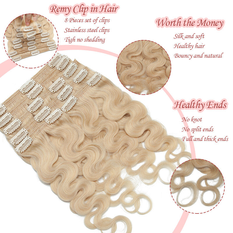 Thick Clip-In Remy Human Hair Extensions - Full Head, Long & Double Weft