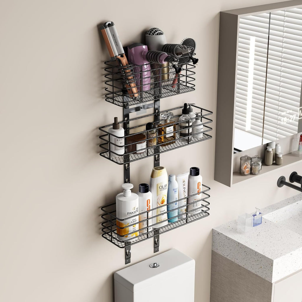 Over-the-Door Bathroom Organizer with 5 Shelves - Hair Dryer & Tool Storage