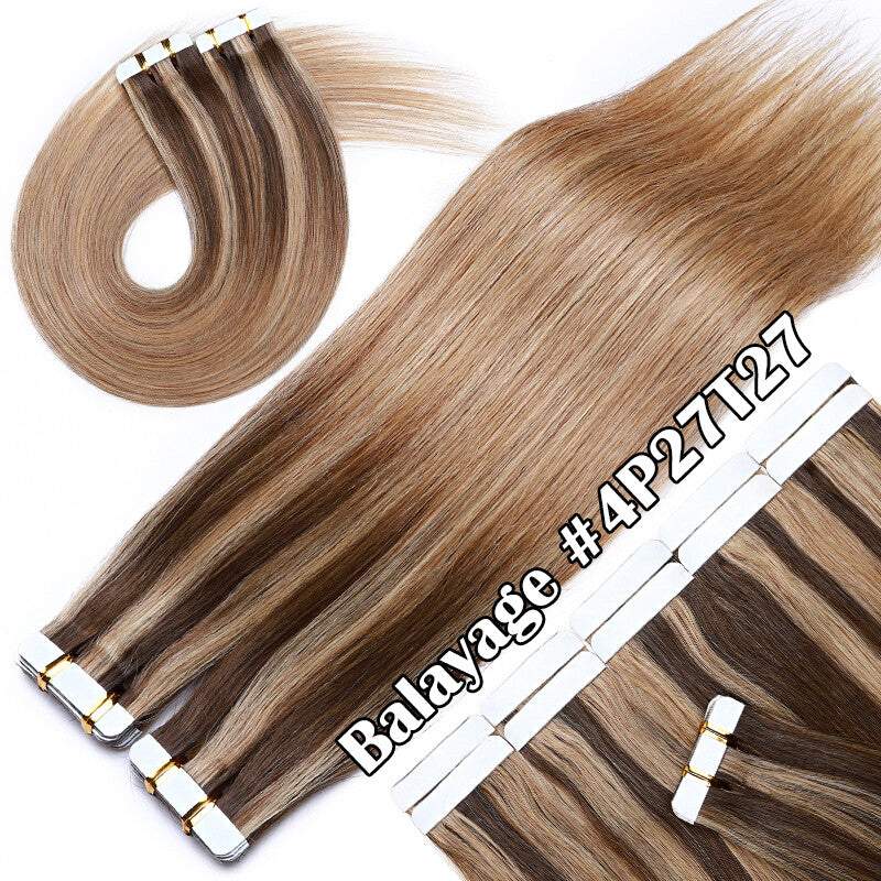 100G Tape-In Remy Hair Extensions Full Head - Russian Human Hair Thick Skin Weft
