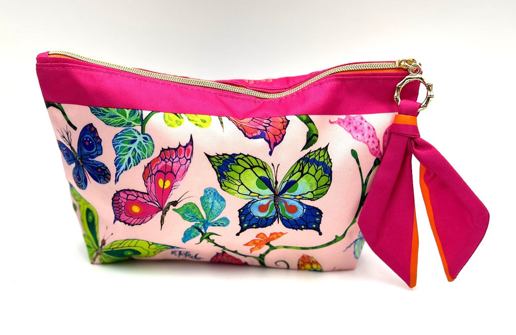 Estée Lauder Butterfly Printed Makeup Bag with Zipper - 9.5x5.5x2.5 Inches