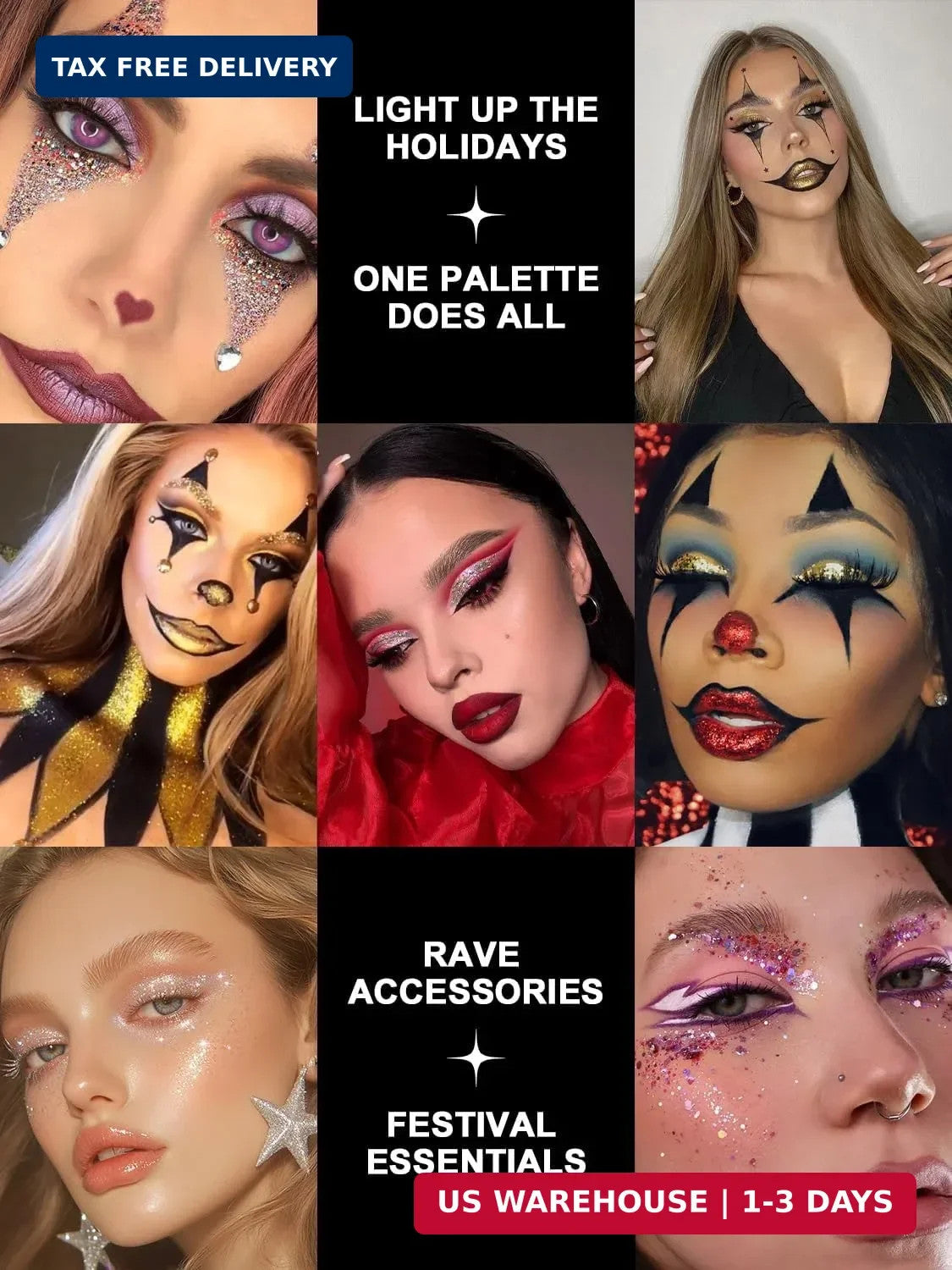 12 Colors Face & Body Glitter Gel Set - Holographic Makeup for Rave & Festival