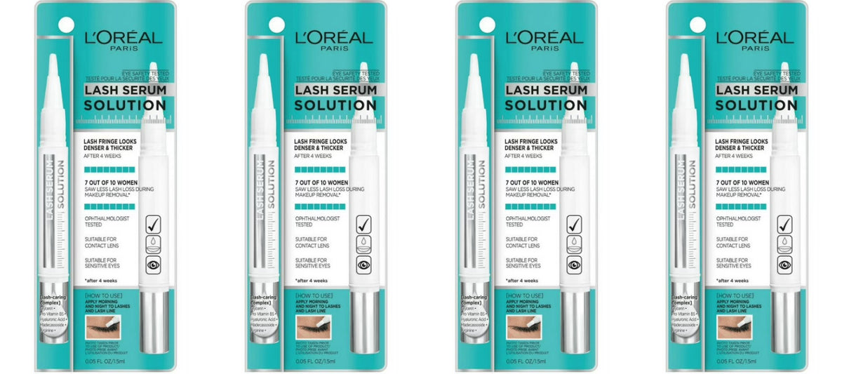 L’Oréal Lash Serum Solution 0.05 Fl Oz 4 Pack | Lash Care Serum Bundle