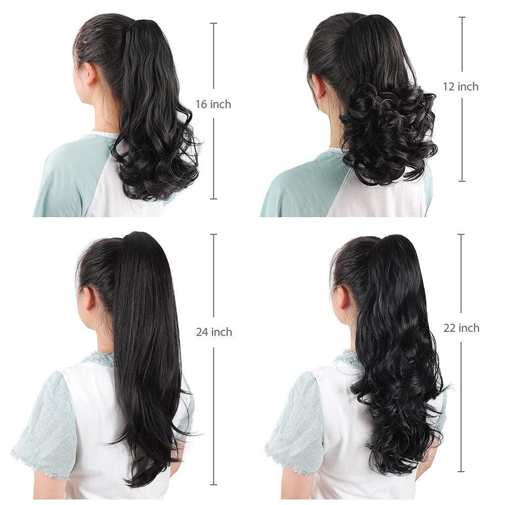Black Ponytail Extension 22 Inch Clip-In Hairpiece for Easy Styling