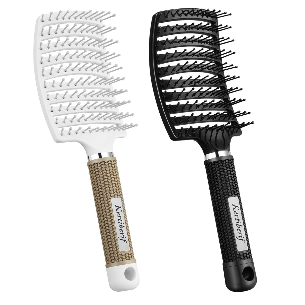 Pack of 2 Ventilated Curved Detangling Hairbrushes for Wet & Dry Hair