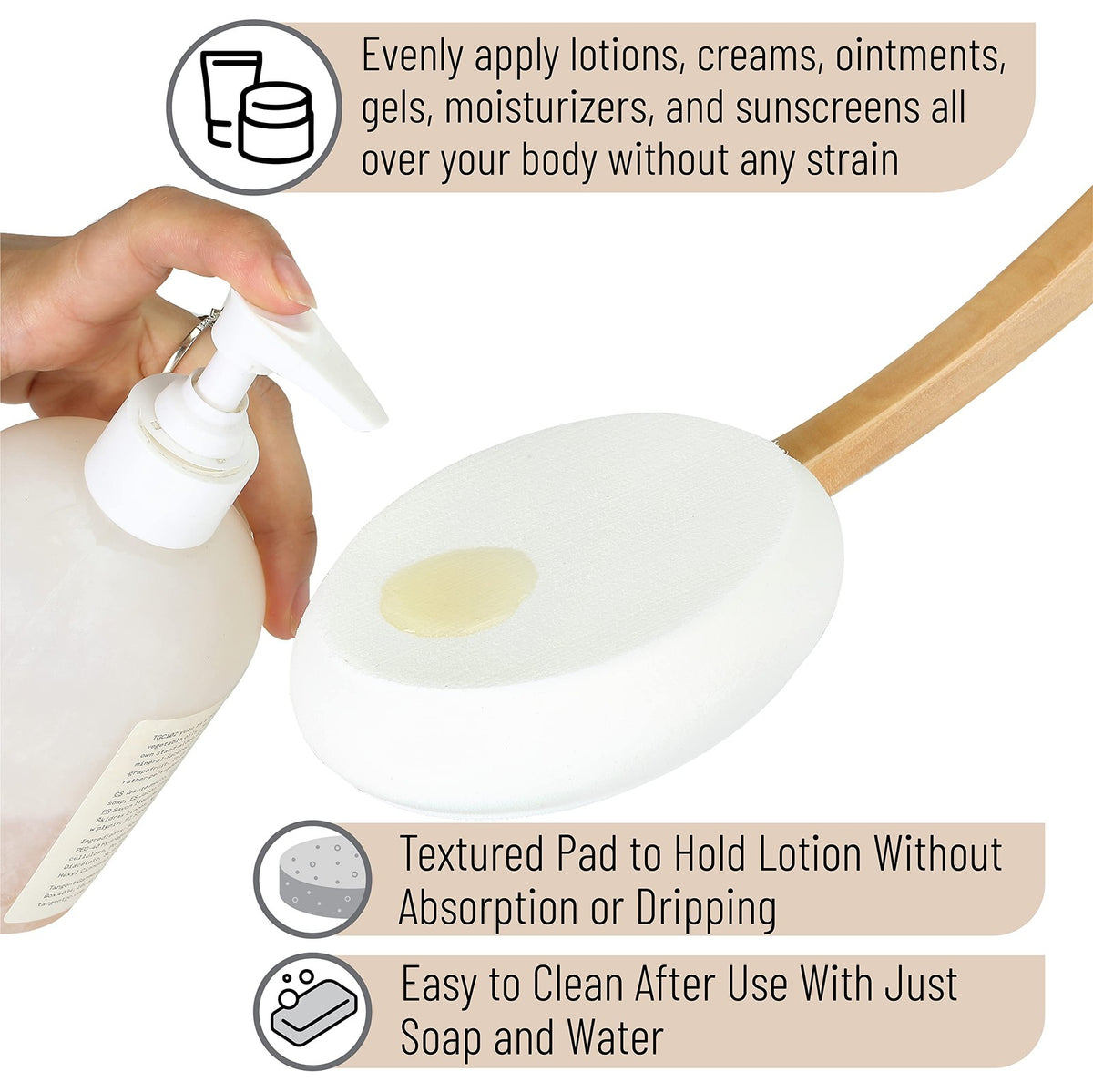 17-Inch Back Lotion Applicator for Self Tanner & Body Care
