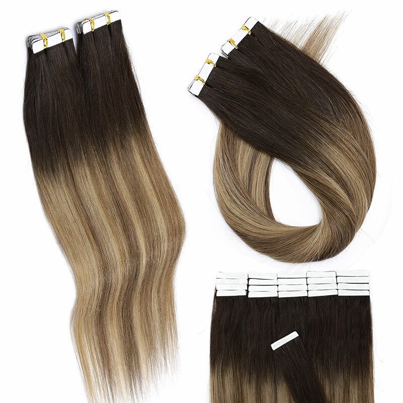 Remy Human Hair Tape-In Extensions - Highlight Ombre 100G