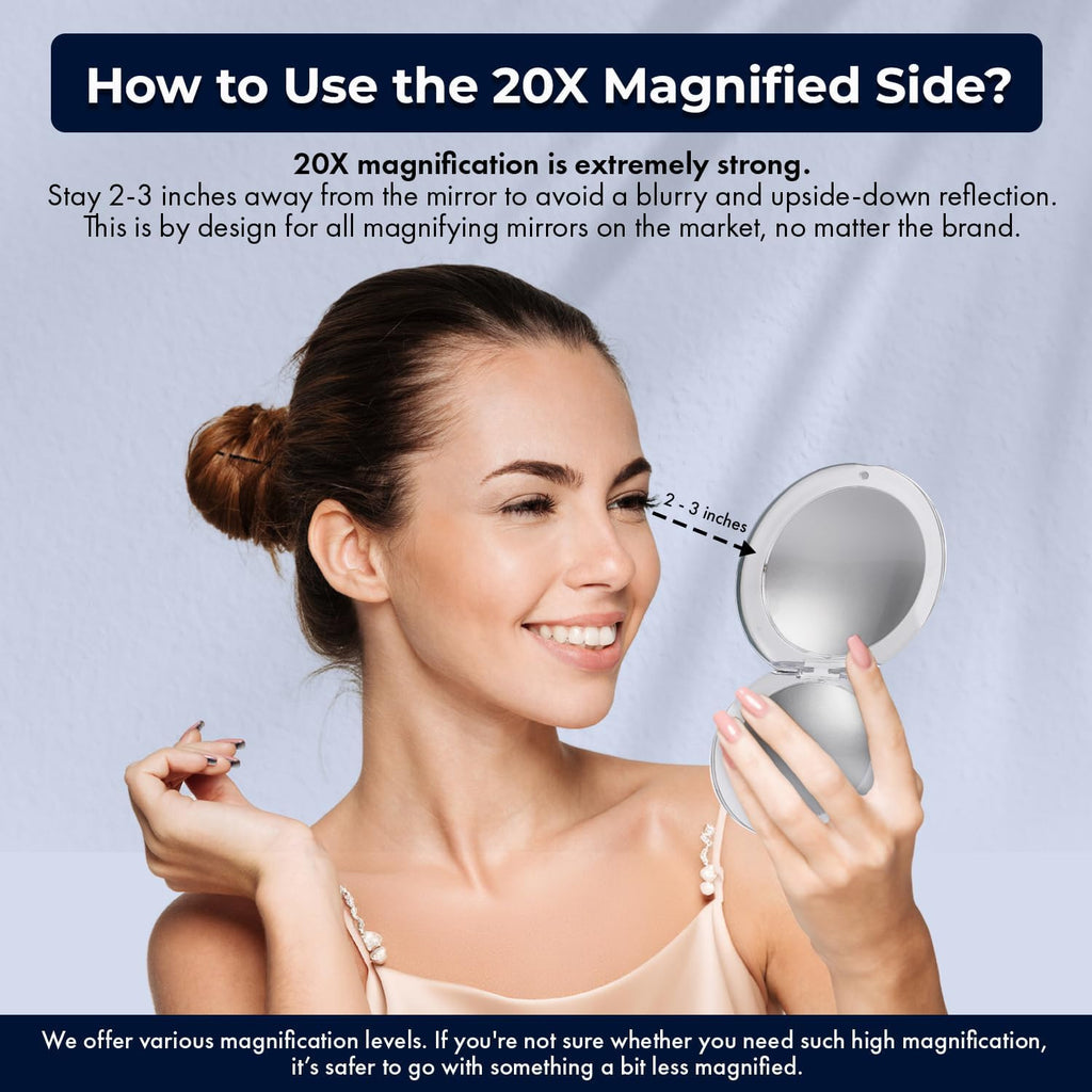 Mirrorvana 3.3in Compact Travel Mirror with 1x & 20x Magnification