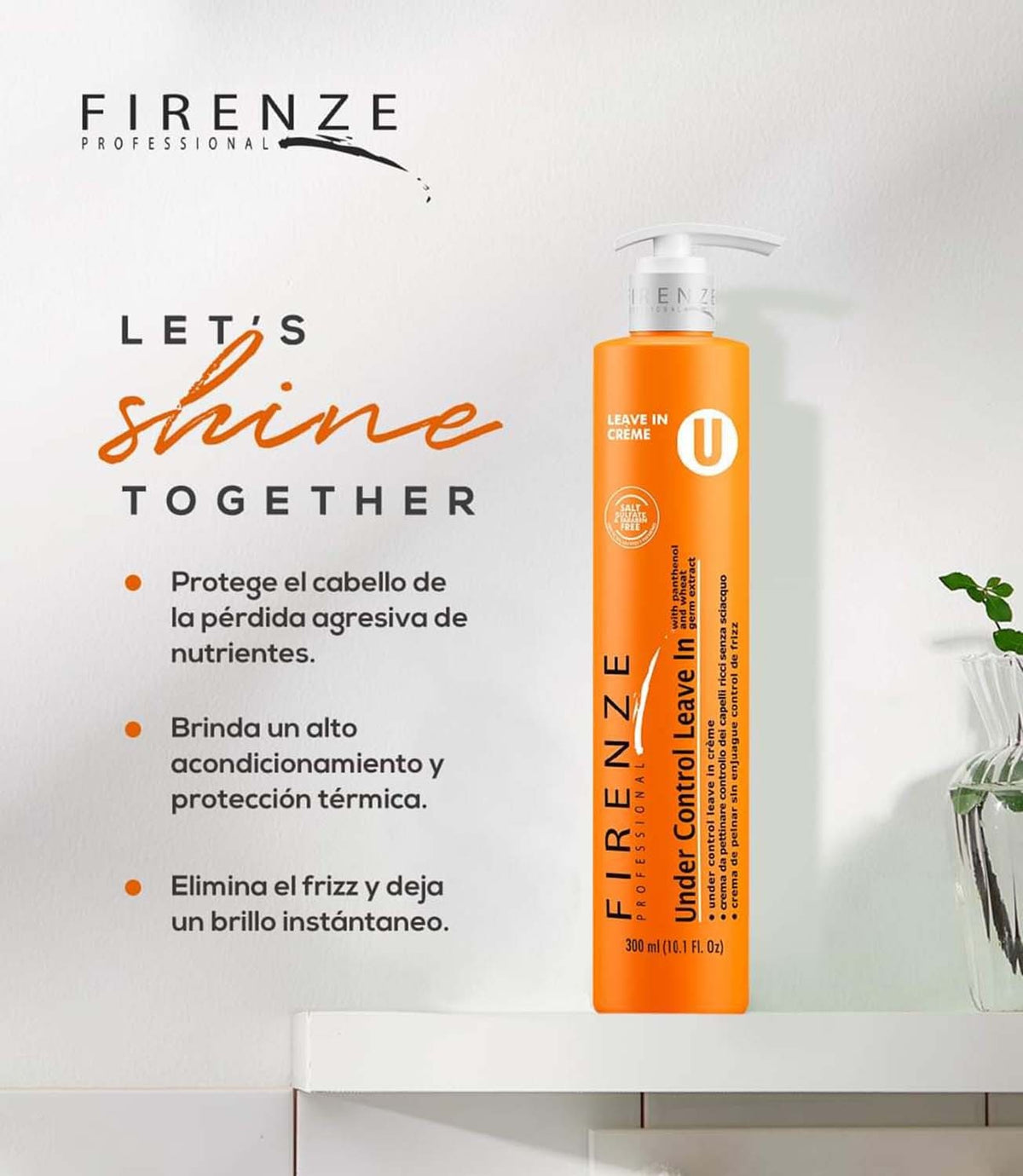 Firenze Professional Leave-In Frizz Control Creme for Smoother Hair - 10.1 fl oz
