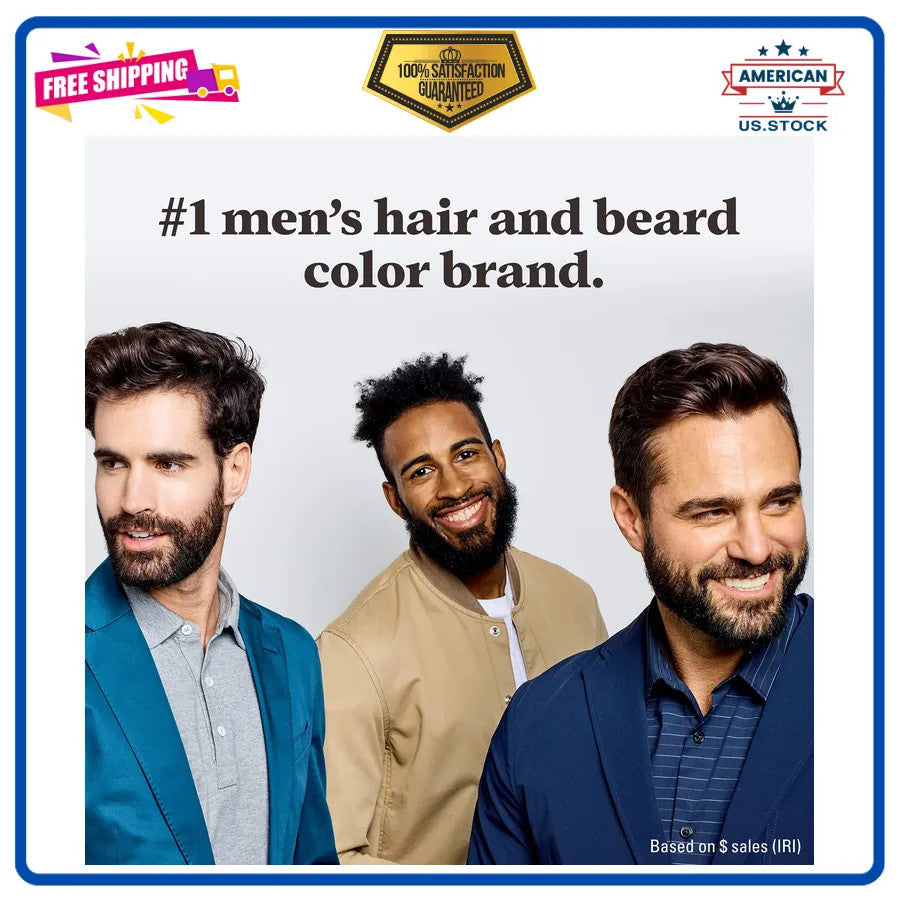 Beard & Mustache Dye Kit Black M-55 3-Pack - Natural Color, Keratin Enriched