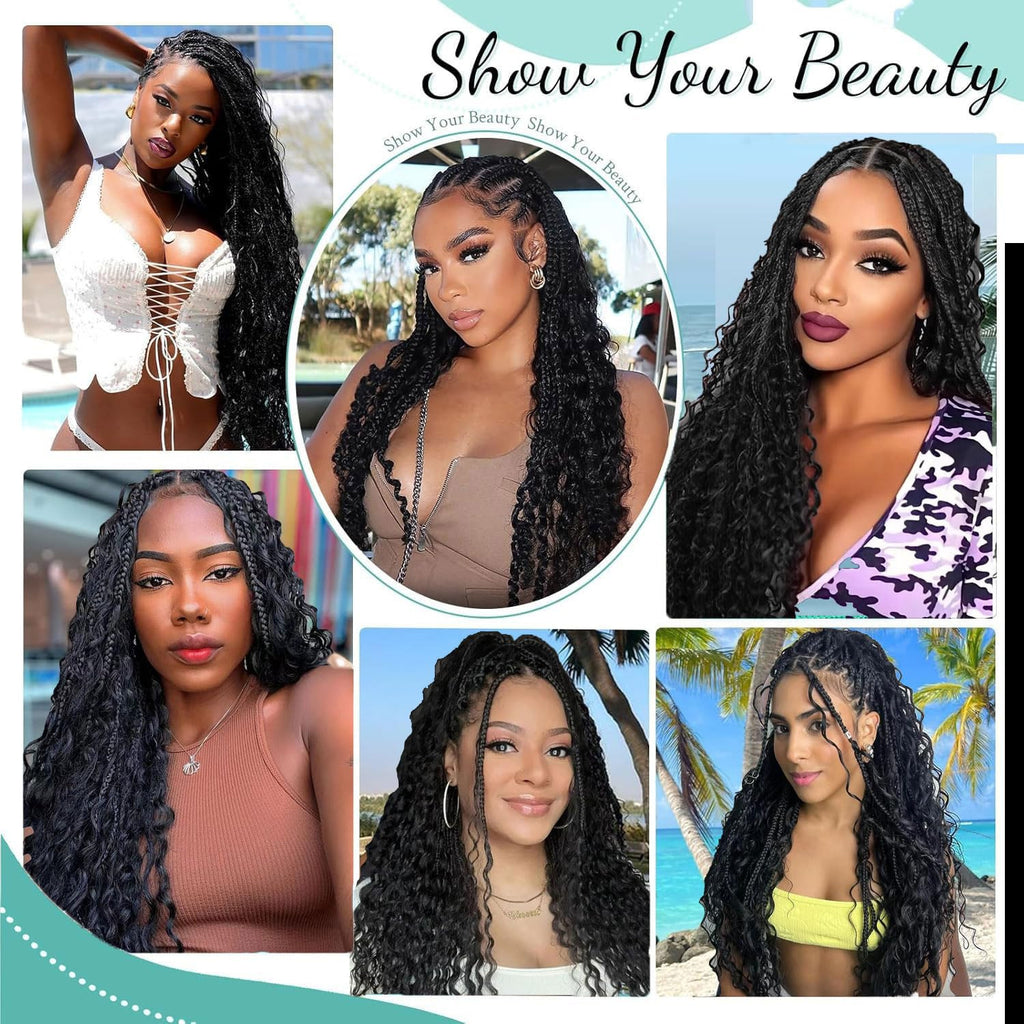 Goddess Box Braids Crochet Hair 18 Inch - 8 Packs Natural Look