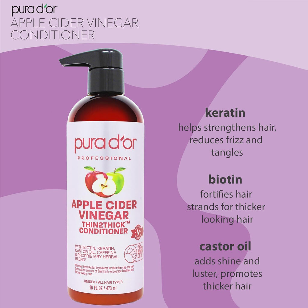 Cider Vinegar Shampoo & Conditioner Set with Biotin & Keratin - 16oz