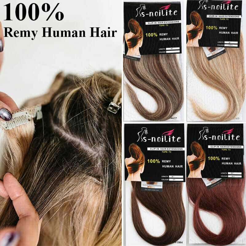 Double Weft Remy Human Hair Extensions Full Head Thick Clip-In Set