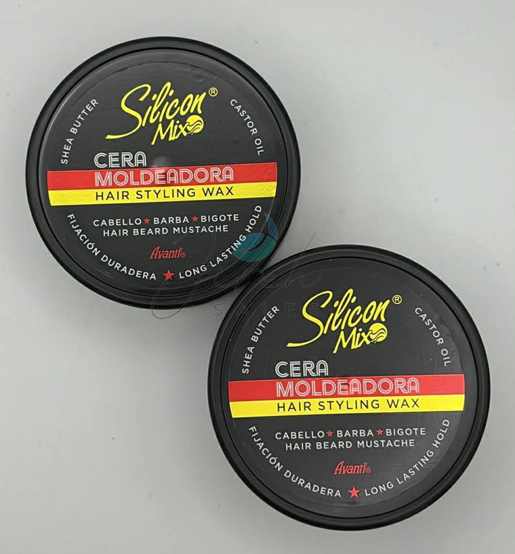 Hair Styling Wax Long-Lasting Hold 2 Pack - Silicone-Based with Shea & Castor Oil