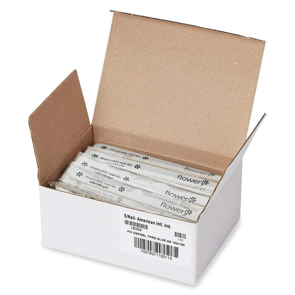 Disposable Nail Files 100/180 Grit Wood Core Silver 100 Count