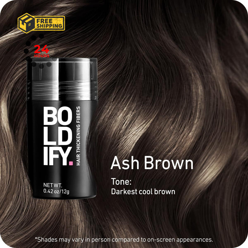 Hair Fibers for Thinning Hair - Fill In Volume & Conceal Bald Spots, 12g Ash Brown