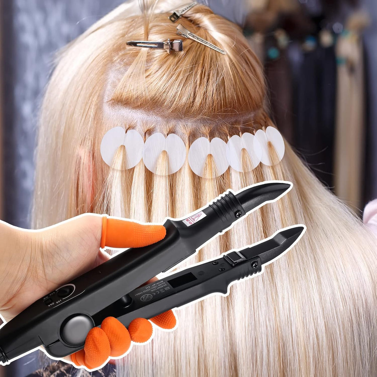 Keratin Hair Extension Kit with Heat Iron & Beads - DIY Hair Styling Set