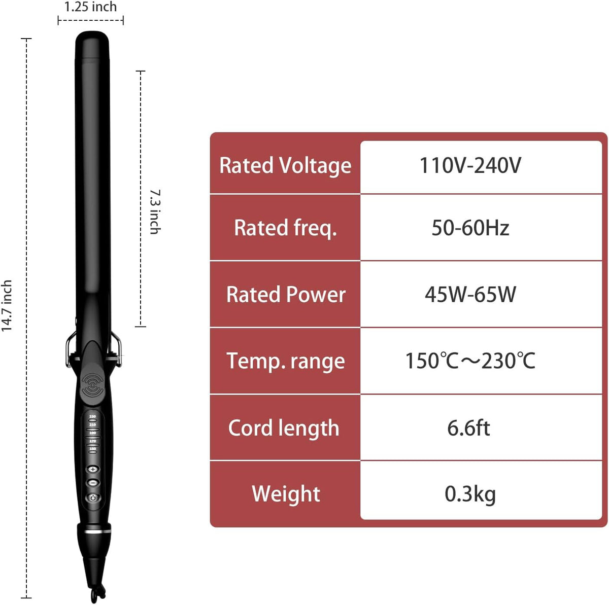 25 Inch Long Barrel Curling Iron for Long Hair - Tourmaline Ceramic