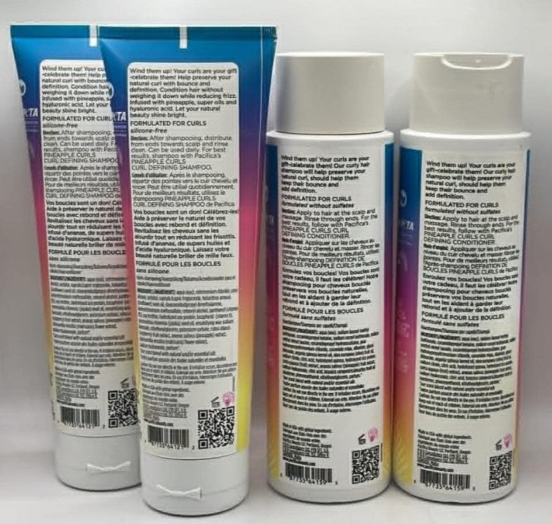 4-Piece Pineapple Curls Shampoo & Conditioner Set for Curly Hair