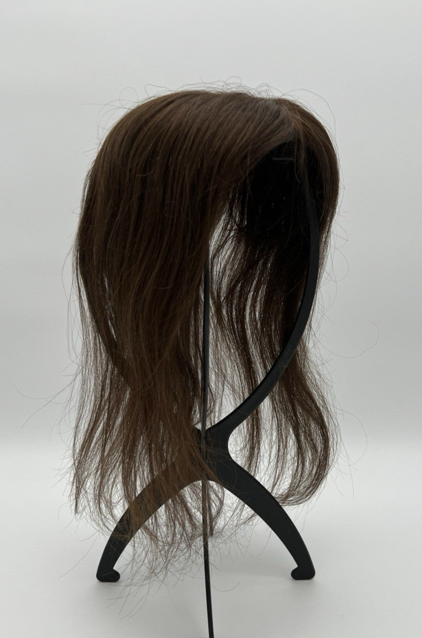 12in Dark Brown Human Hair Topper for Women - Remy Clip-In Crown Cover