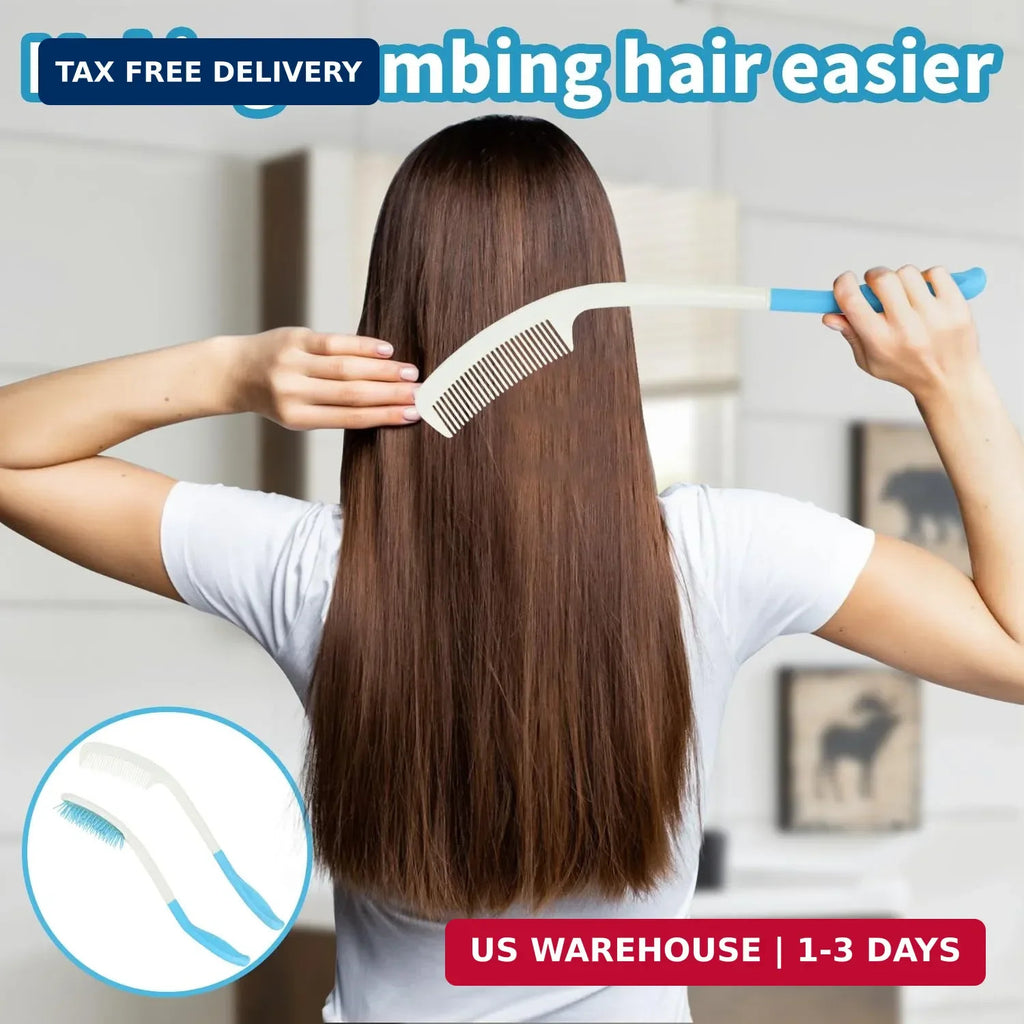Long Reach Handled Hair Comb and Brush Set for Elderly & Disabled
