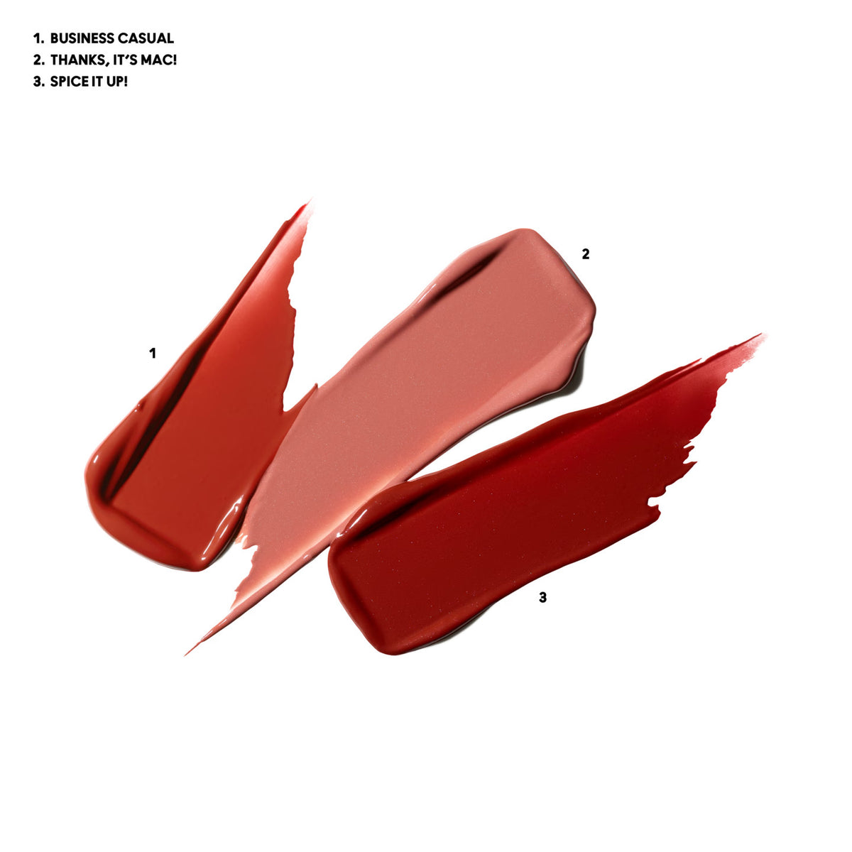 Mac Mini Lustreglass Lipstick Trio shades Spice It Up, Thanks, It’s MAC, Business Casual 1.5g each