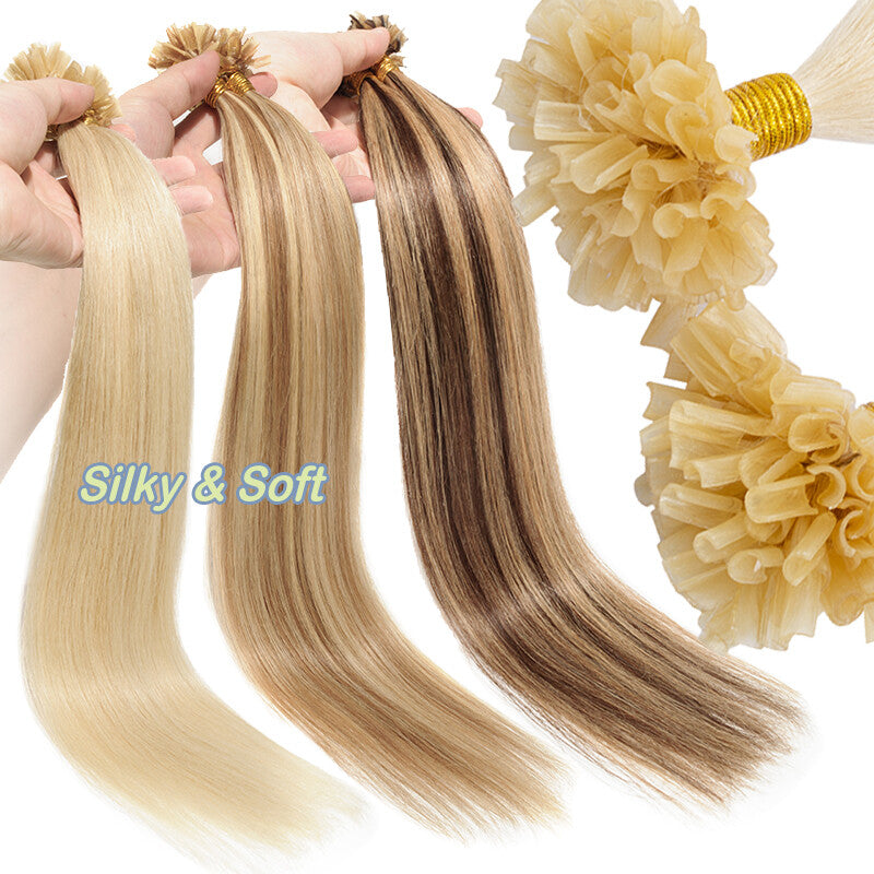 Flat U Tip Hair Extensions Full Head 150G Remy Human Hair - Multiple Colors & Lengths