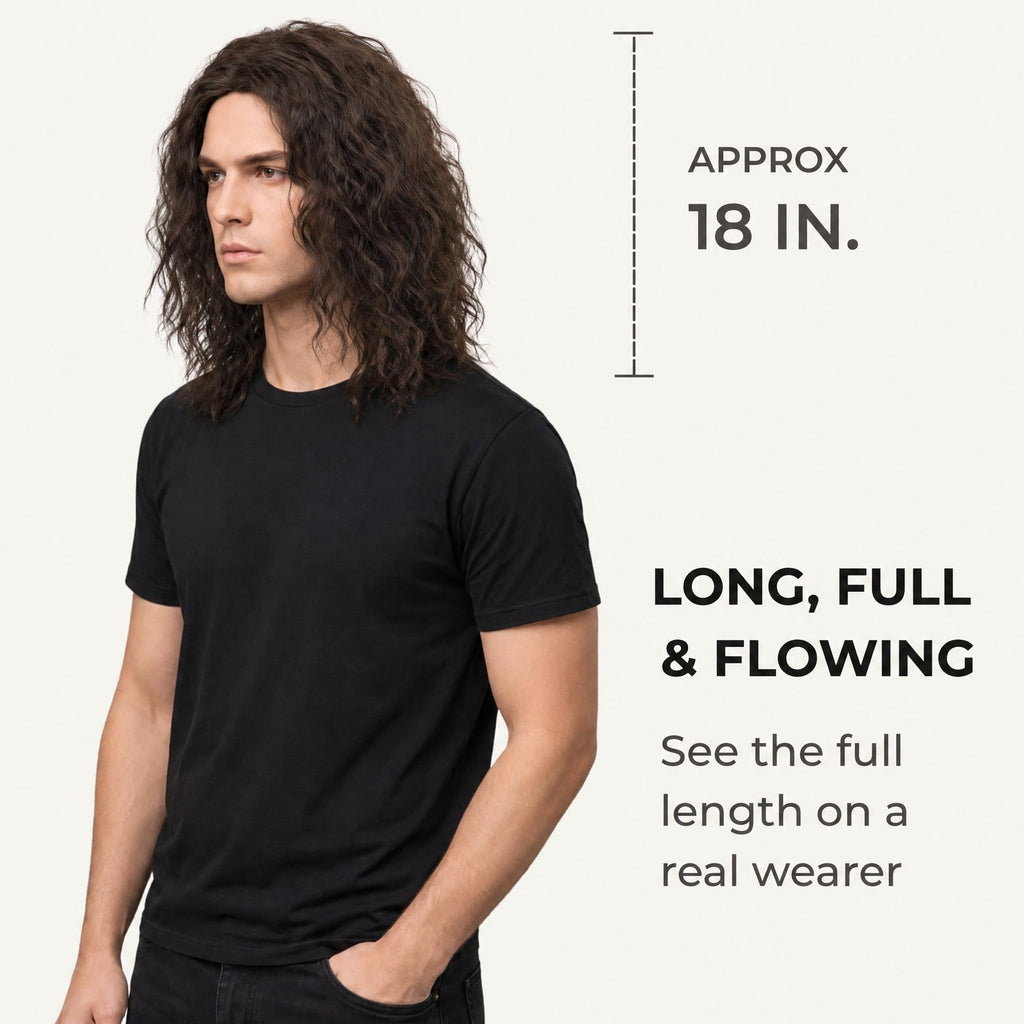 Men's Brown Wavy Costume Wig - Natural Look, Heat Resistant Synthetic Hair