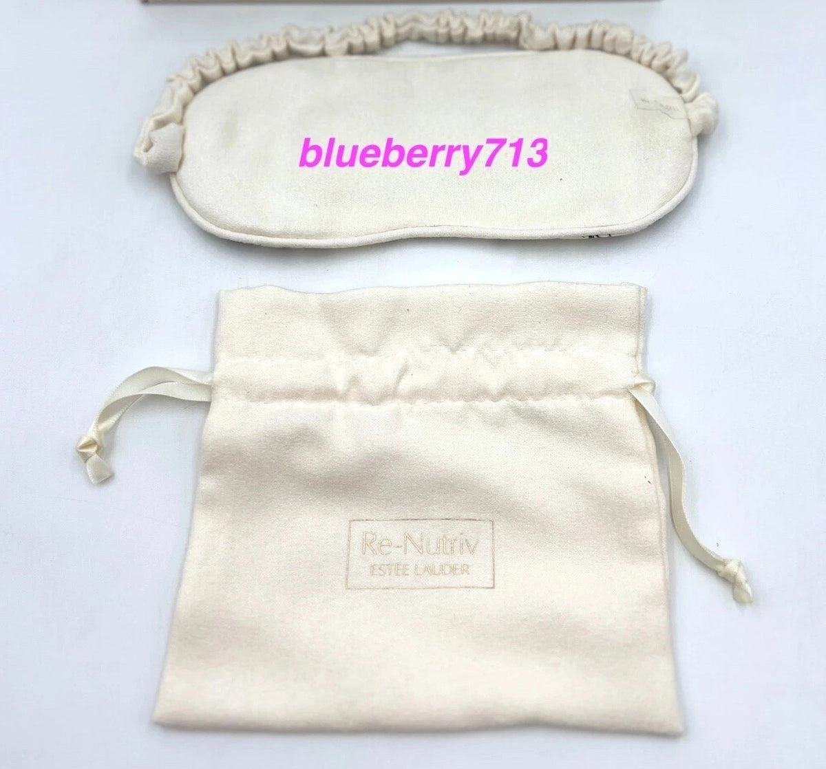 Satin Drawstring Makeup Bag with Bird Print & Sleep Eye Mask Set