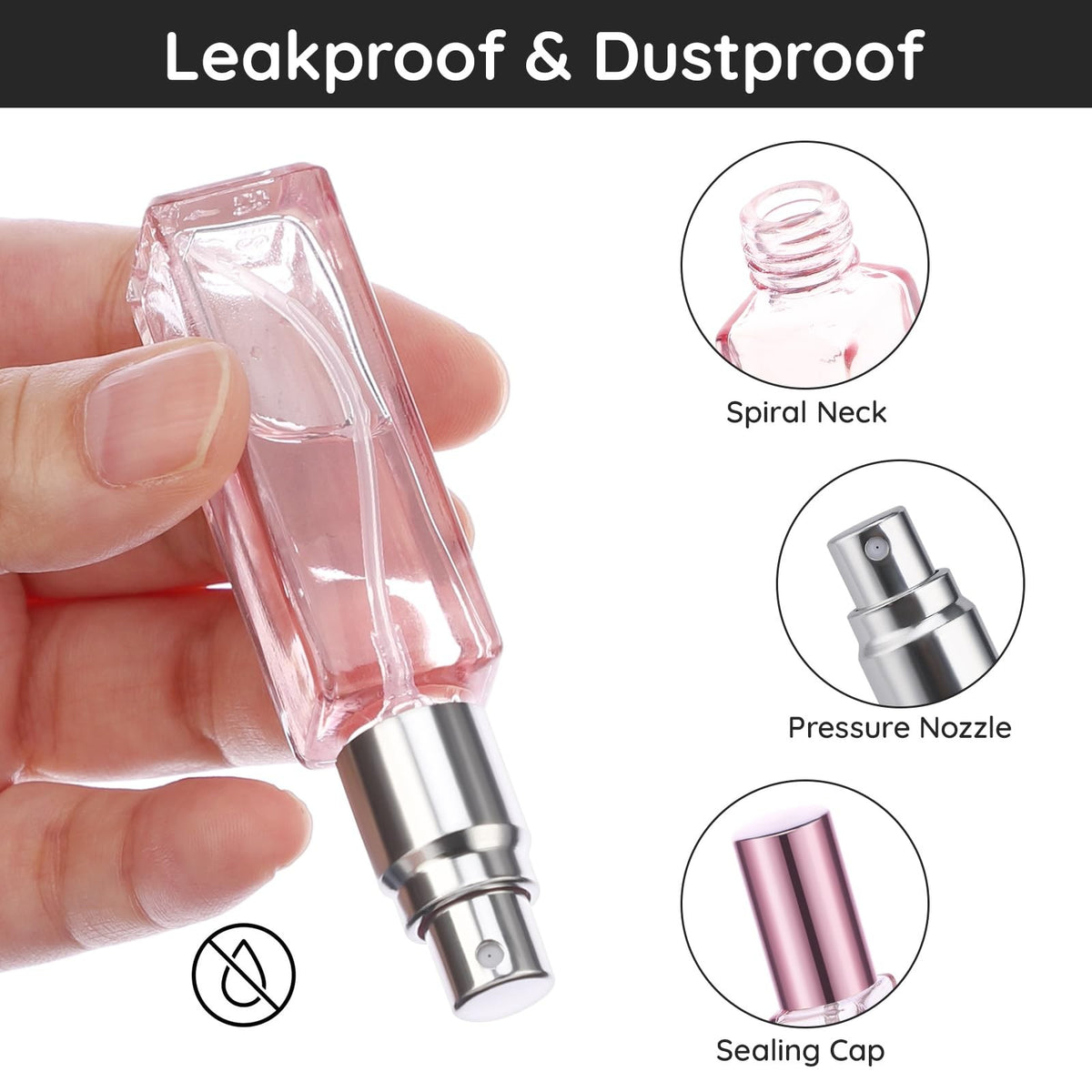 10 Pack 10ML Glass Spray Bottles - Refillable Travel Perfume Atomizers