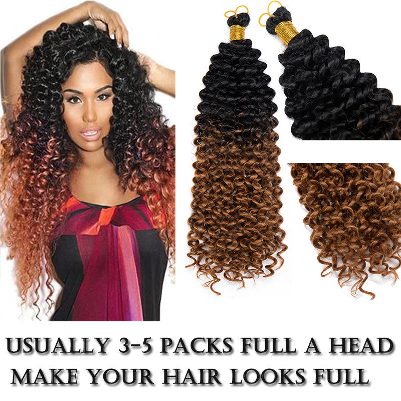 Water Wave Crochet Hair Extensions Long Curly Human Hair 10% Volumizing