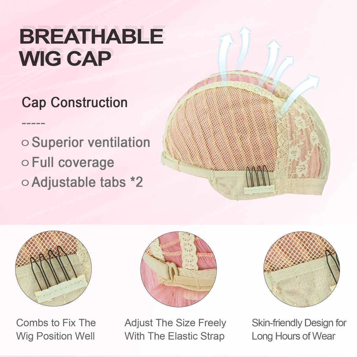 Pink Short Wavy Bob Wig with Flat Bangs - Synthetic Costume Hair for Women