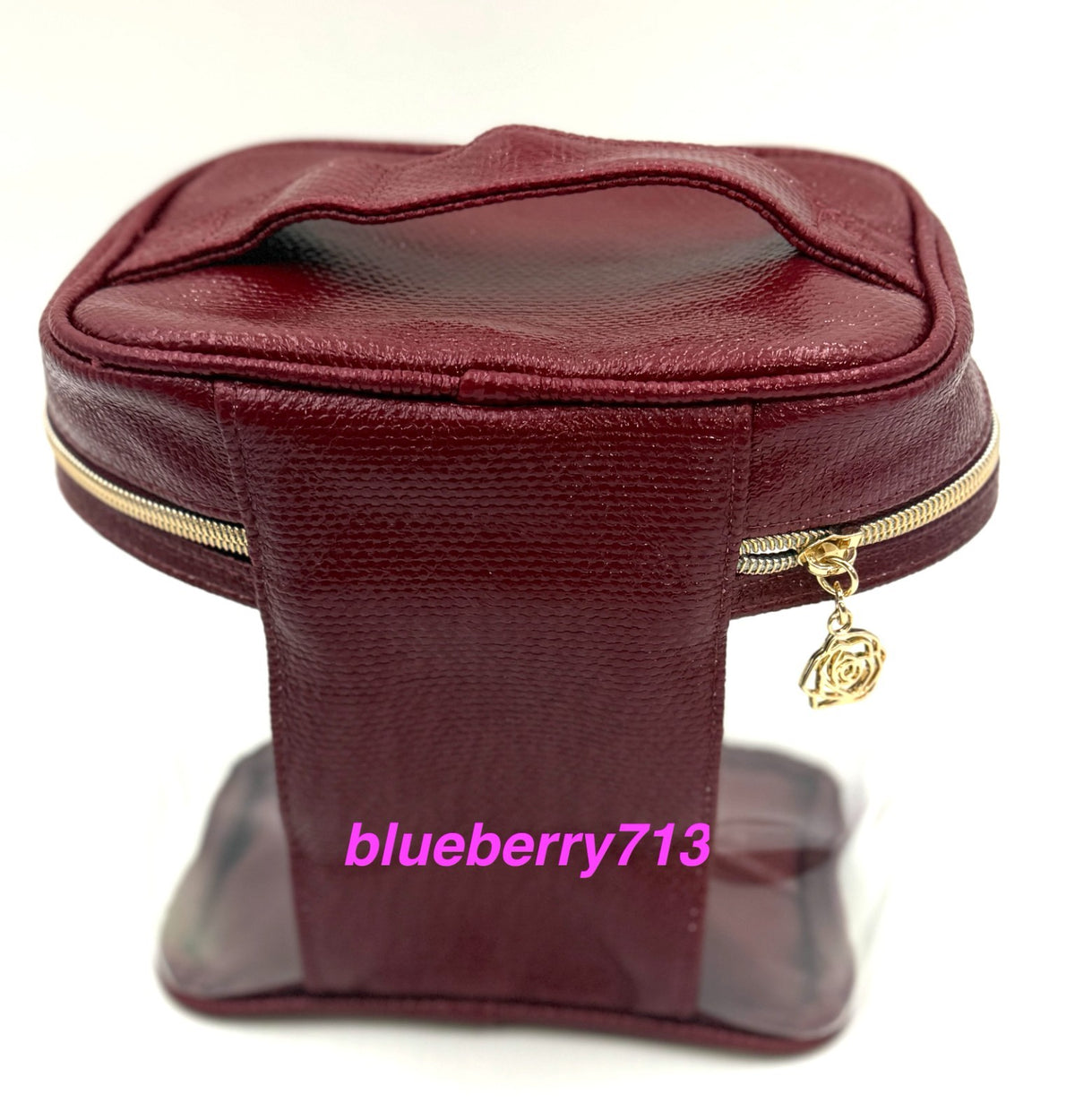 Lancome Makeup Bag Case Red Zipper with Handle - Authentic Cosmetic Storage