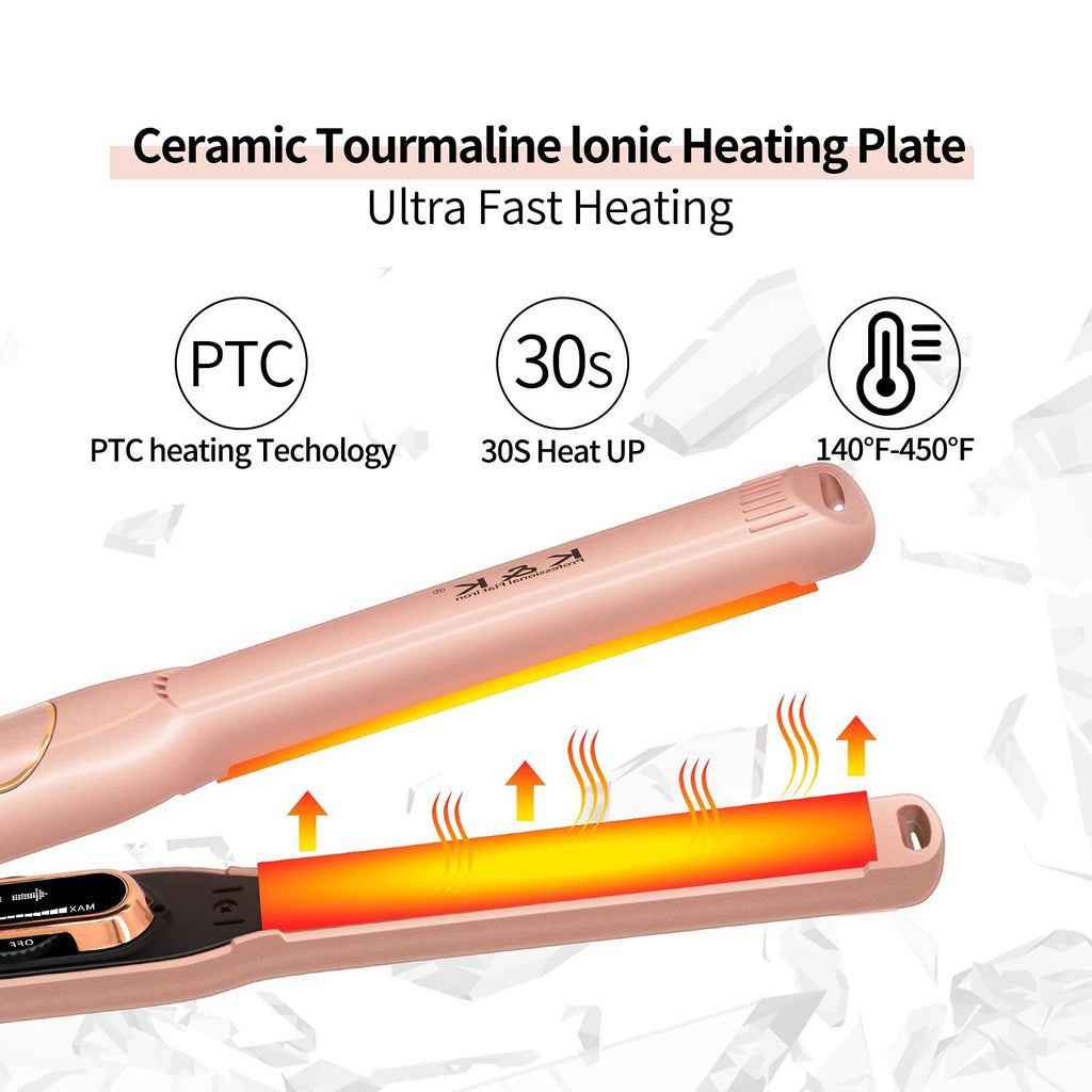 Mini 1/2 Inch Tourmaline Titanium Hair Flat Iron for Short Hair