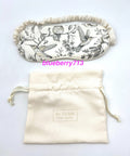 Satin Drawstring Makeup Bag with Bird Print & Sleep Eye Mask Set
