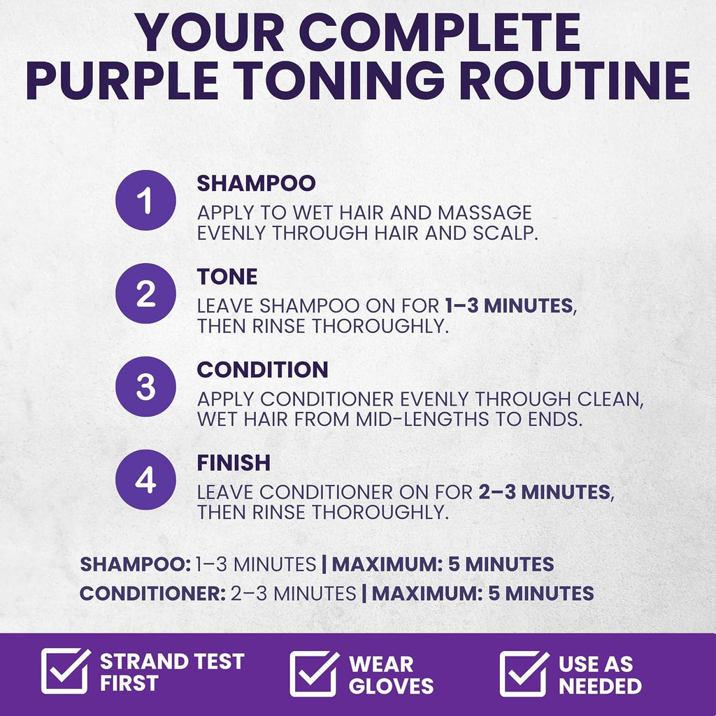 Purple Shampoo & Conditioner Set for Bleached, Silver & Gray Hair - Anti-Brass Toner
