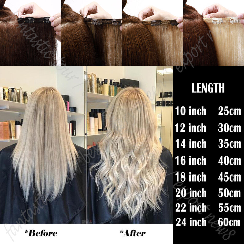 Thick Clip-In Hair Extensions Full Head 8PCS Double Weft Remy Human Hair