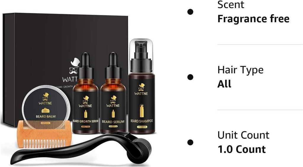 Beard Growth Kit with Derma Roller & Biotin Oil for Thicker Beard