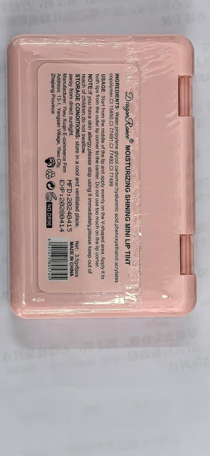 Eakroo 6-Color Peach Lip Tint Set - Long-Lasting Liquid Gloss & Lip Stain