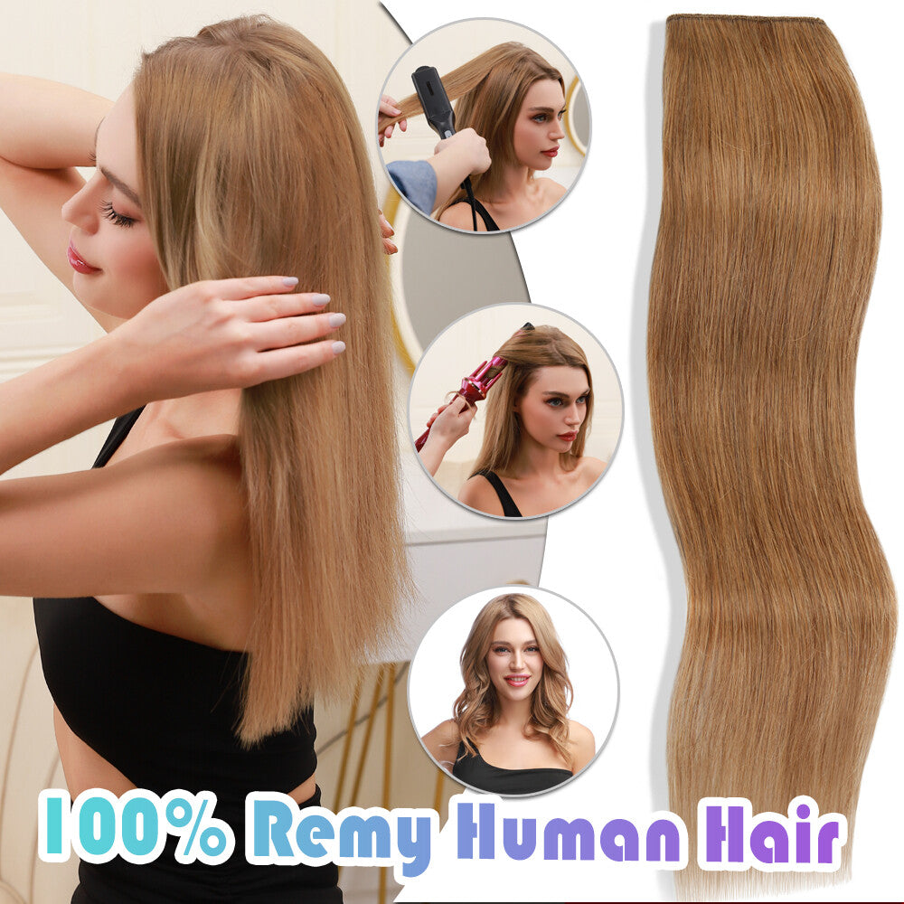 U Shape Full Head Remy Human Hair Extensions - One Piece Clip-In Weft