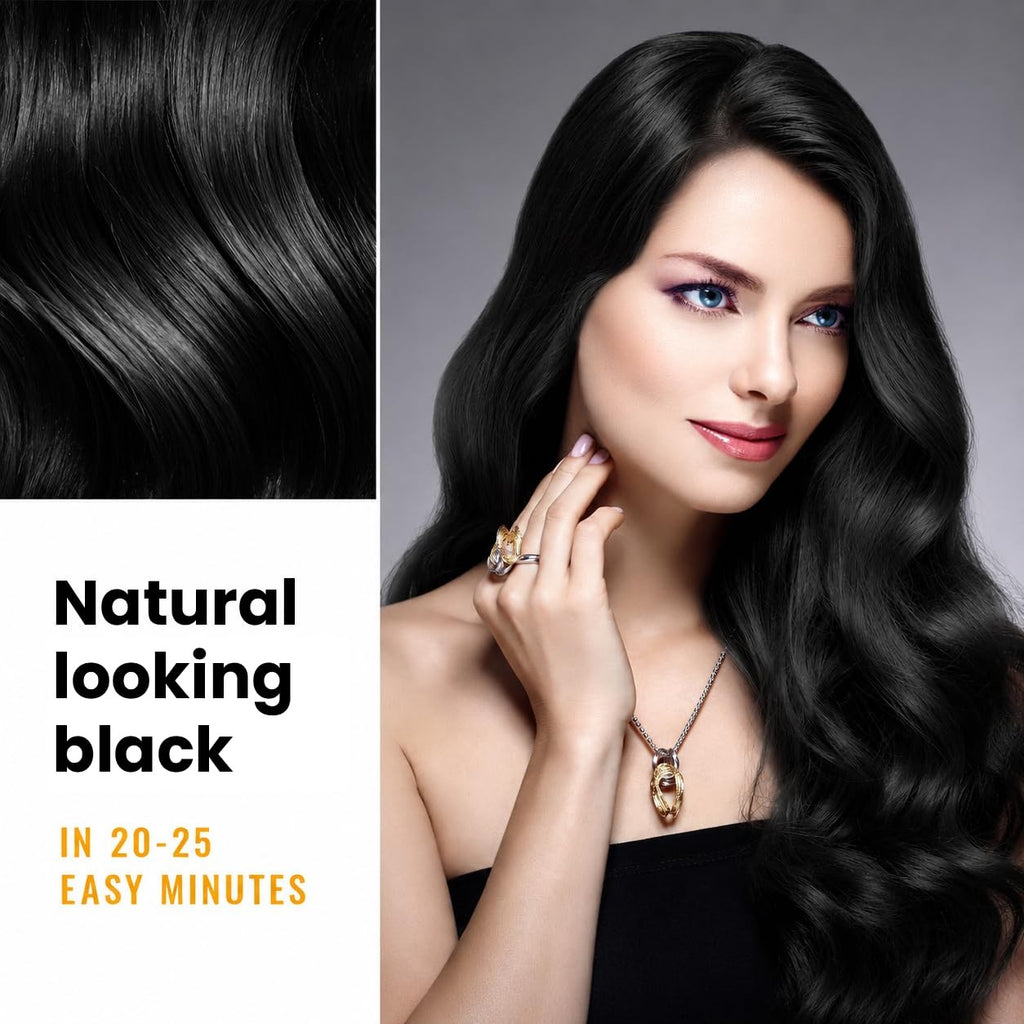 Herbal Black Hair Dye Shampoo 3-in-1 Natural Hair Color 200ml