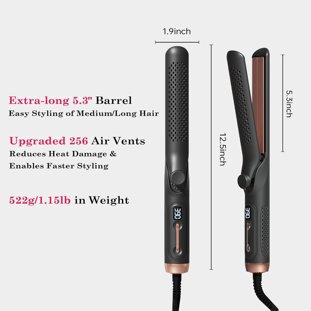2-in-1 Hair Straightener and Curling Wand with Airflow System for Women