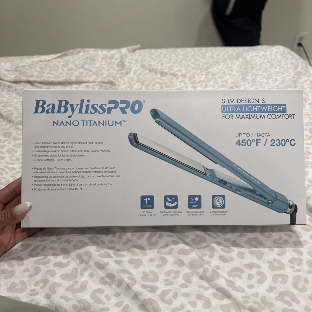 BaBylissPRO Nano Titanium Ultra-Thin Hair Straightening Iron - Blue