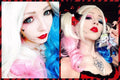 Harley Quinn Cosplay Wig 20 Inch Pink Blue Gradient Synthetic Hair Costume
