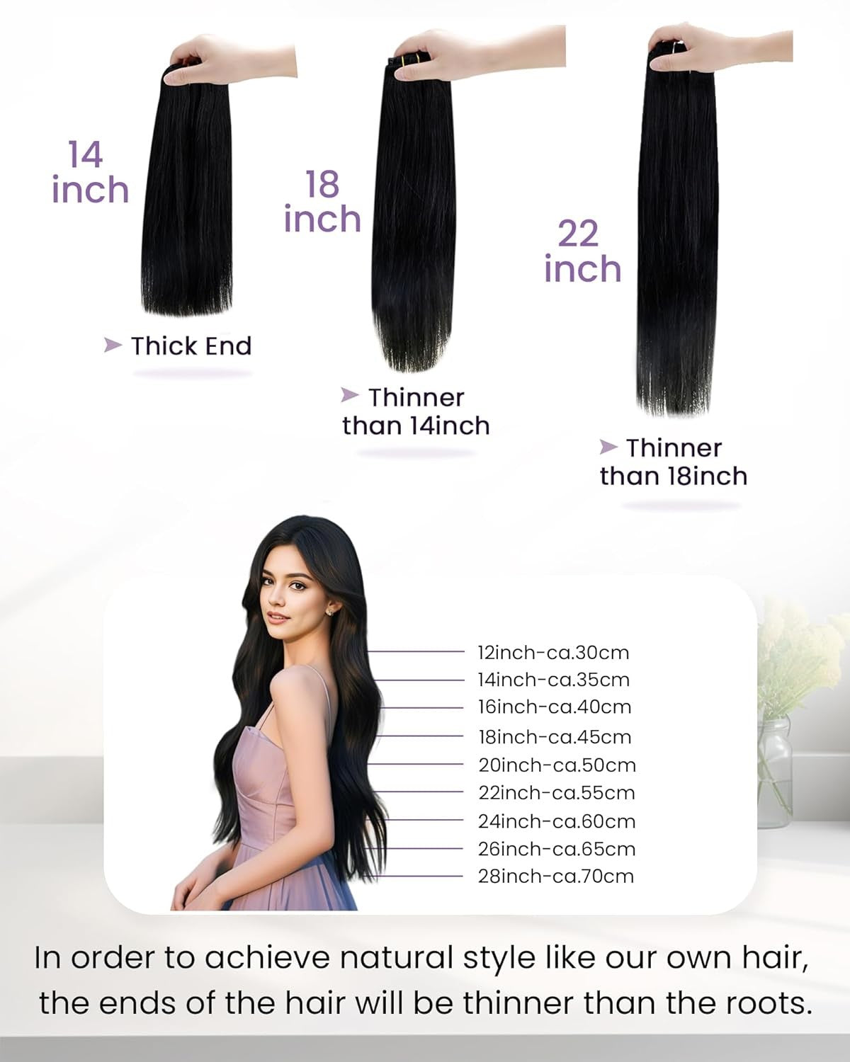 Clip in Hair Extensions 18 Inch Blonde Ombre Real Human Hair Natural Volume