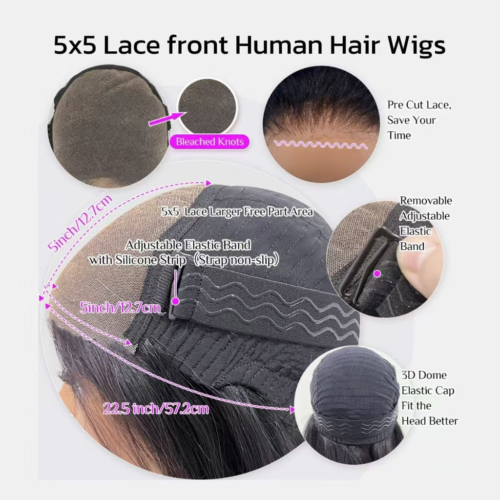 Deep Wave Human Hair Wigs 200% Density Honey Blonde 5x5 Lace Closure - Unbranded