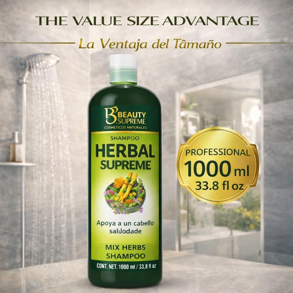 Herbal Shampoo 1000ml Natural Hair Care with Aloe Nettle & Tepezcohuite