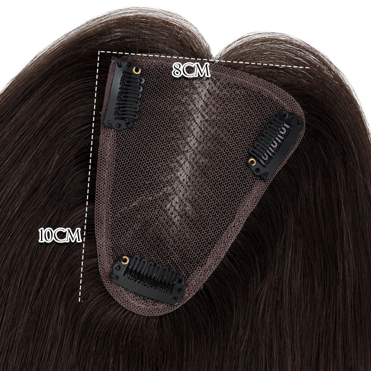 Clip-In Human Hair Topper for Thinning Hair 8x10in Natural Remy Hair