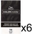Wella Color Charm Permanent Liquid Hair Dye Black Pack of 6